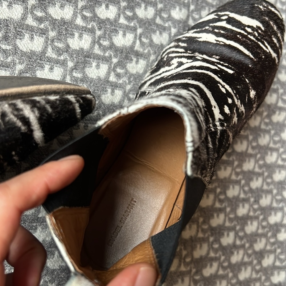 ISABEL MARANT Pony Zebra 🦓 Calf Hair Leather Animal Print Ankle Booties 36/6US - Picture 7 of 10
